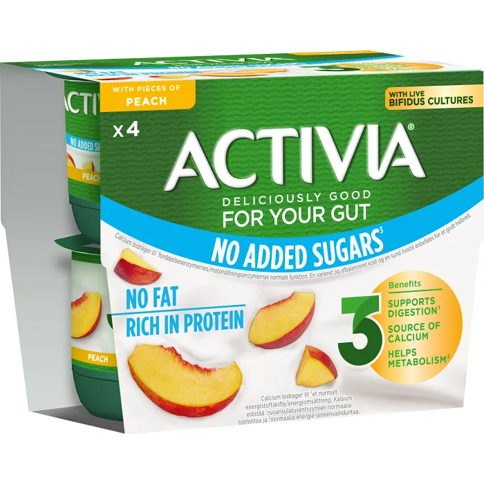 Yoghurt Persika Ej tillsatt socker 0% 4-p 500g Activia