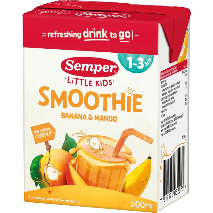 Smoothie Banan & mango Från 12m 200ml Semper