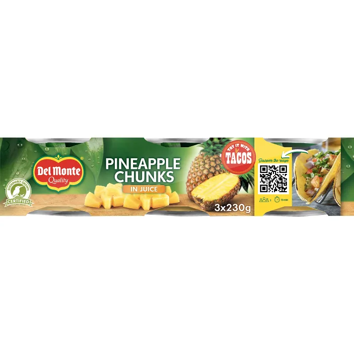 Ananasbitar i juice 3-p 420g Del Monte