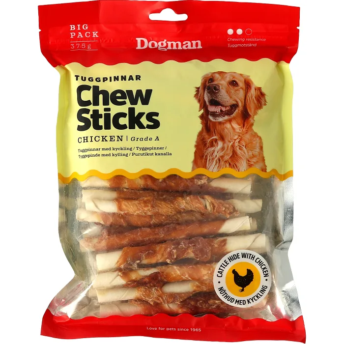 Tuggpinnar Kyckling 375g Dogman