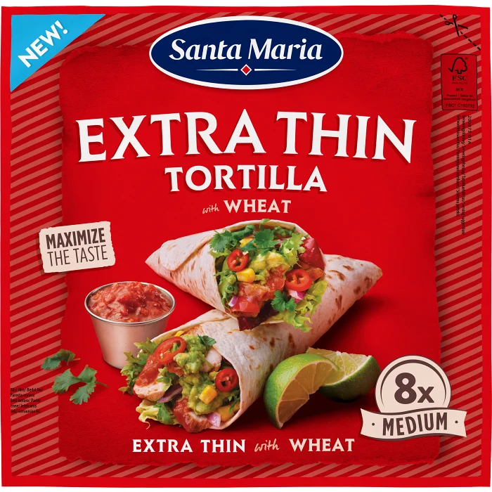 Tortilla extra thin wheat 244g Santa Maria