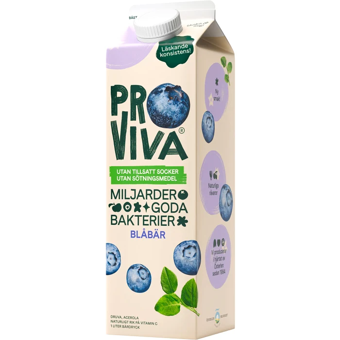 Fruktdryck Blåbär utan tillsatt socker 1000ml Proviva