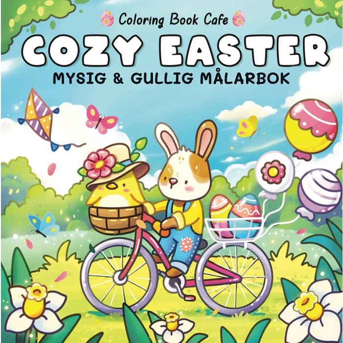 Cozy Easter. Mysig och gullig cozy coloring målarbok från coloring book cafe