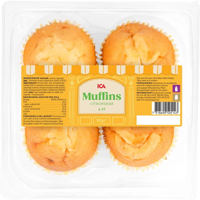 Muffins citron 4-p 300g ICA