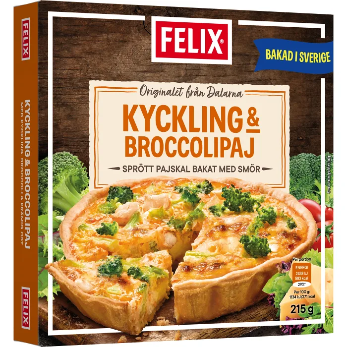 Kyckling & broccolipaj Fryst 215g Felix