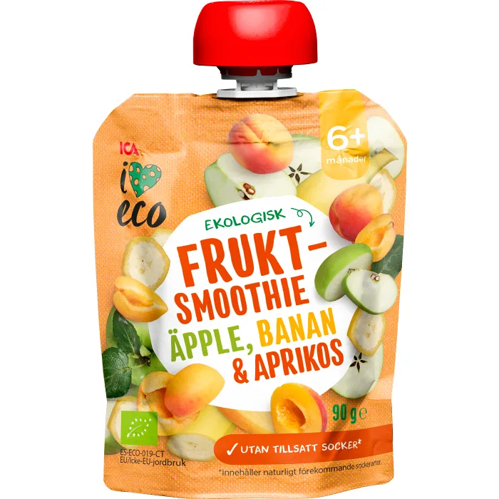 Fruktmellis Äpple banan & aprikos Från 6mån Ekologisk 90g ICA I love eco
