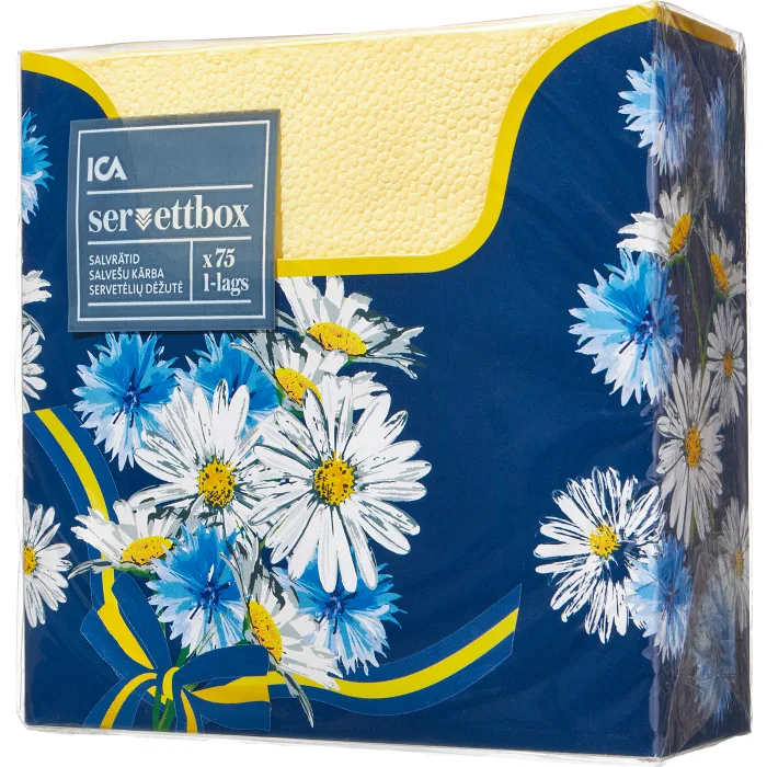 Servettbox 33cm blå/gul 75-p ICA