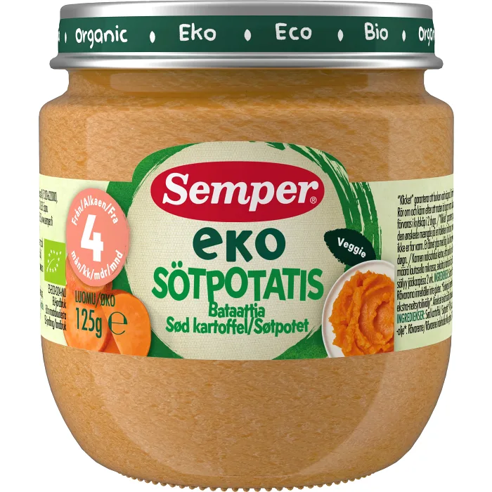 Barnmat Sötpotatis Eko 4m 125g Semper