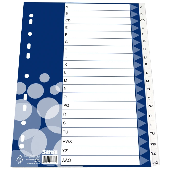 Plastregister A-Ö A4 Sense