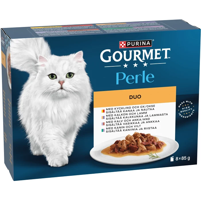 Kattmat Gourmet Perle Kyckling & oxkött 8-p 680g Purina