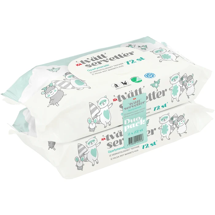 Tvättservetter Baby Oparfymerad DUO-pack 144-p ICA