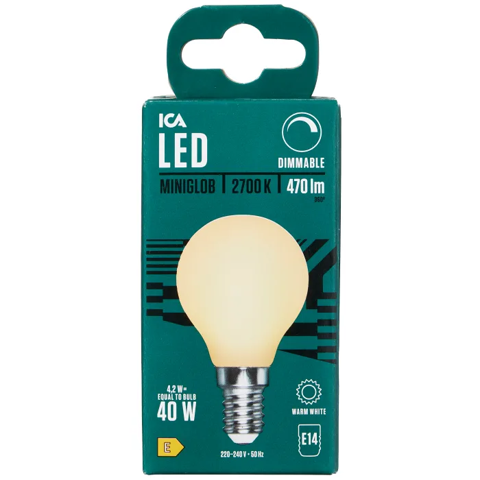 LED Klot E14 470lm(40W) Matt Dimbar ICA