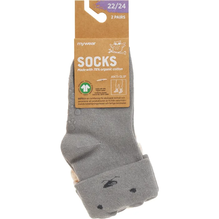 Babysocka 2p med öron natur 22/24 ICA I love eco