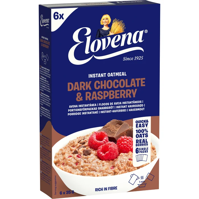 Havregrynsgröt mörk choklad & hallon 210g Elovena