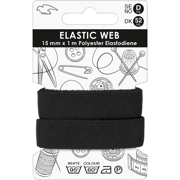 Resårband Bred Svart 1m Falk