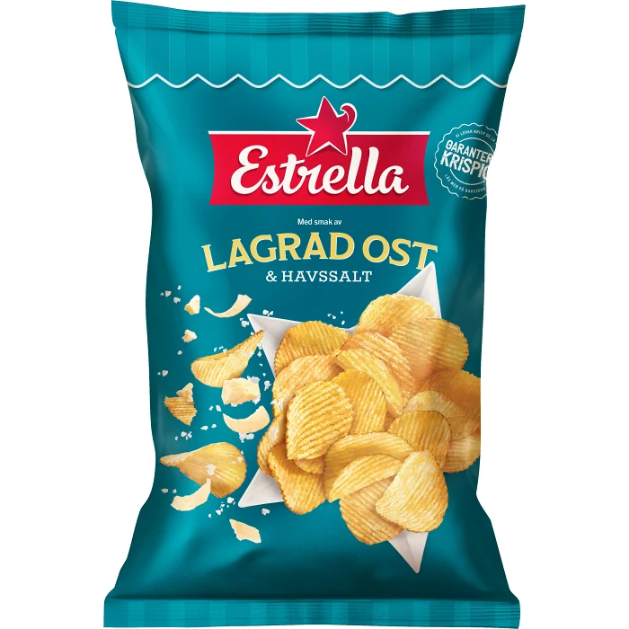 Chips Lagrad ost & Havssalt 275g Estrella