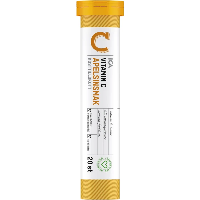 Vitamin C Apelsin Kosttillskott brustablett 20st ICA Hjärtat