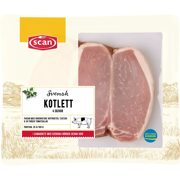 Fläskkotlett Färsk Skivad Benfri 600g Scan