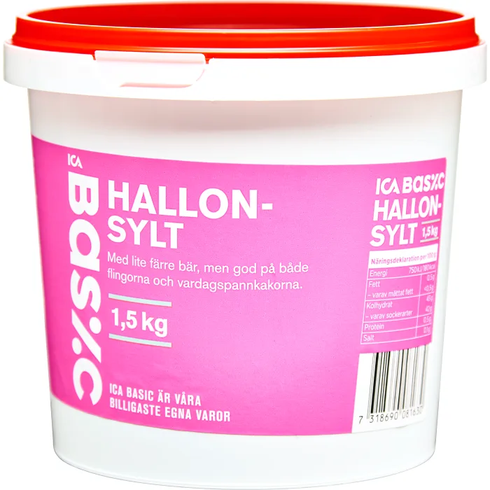 Hallonsylt 1,5kg ICA Basic