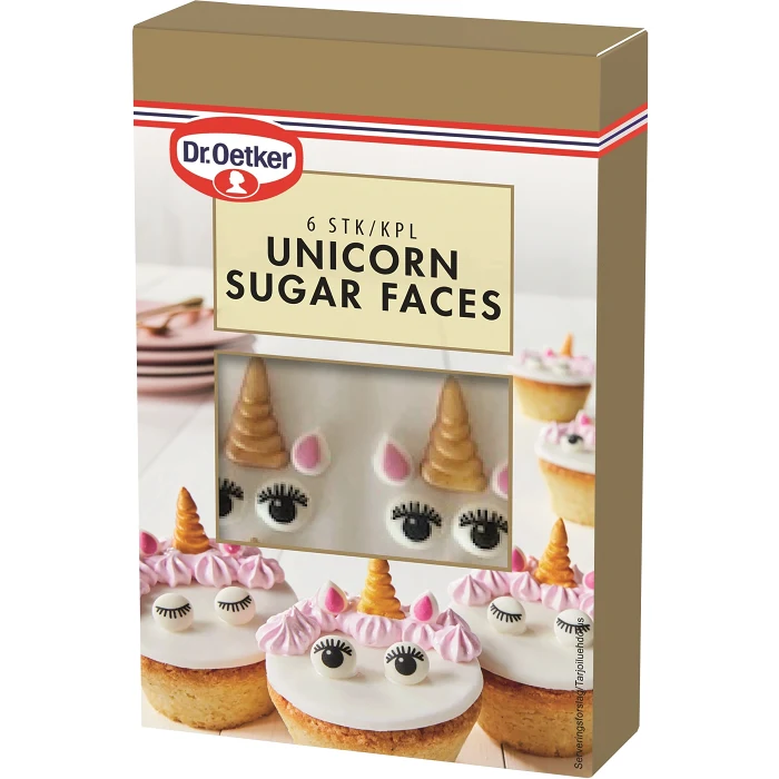 Bakdekoration Unicorn Sugar Faces 10g Dr. Oetker