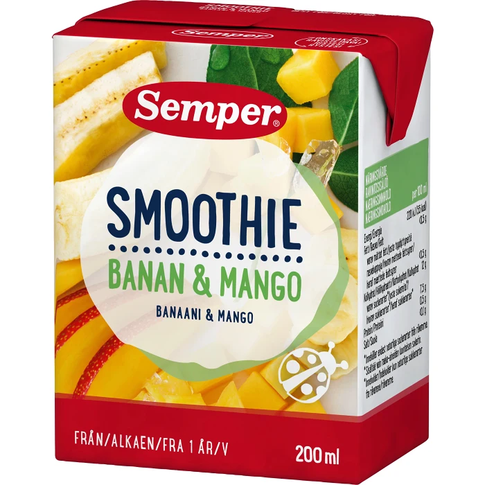 Smoothie Banan & mango Från 12m 200ml Semper