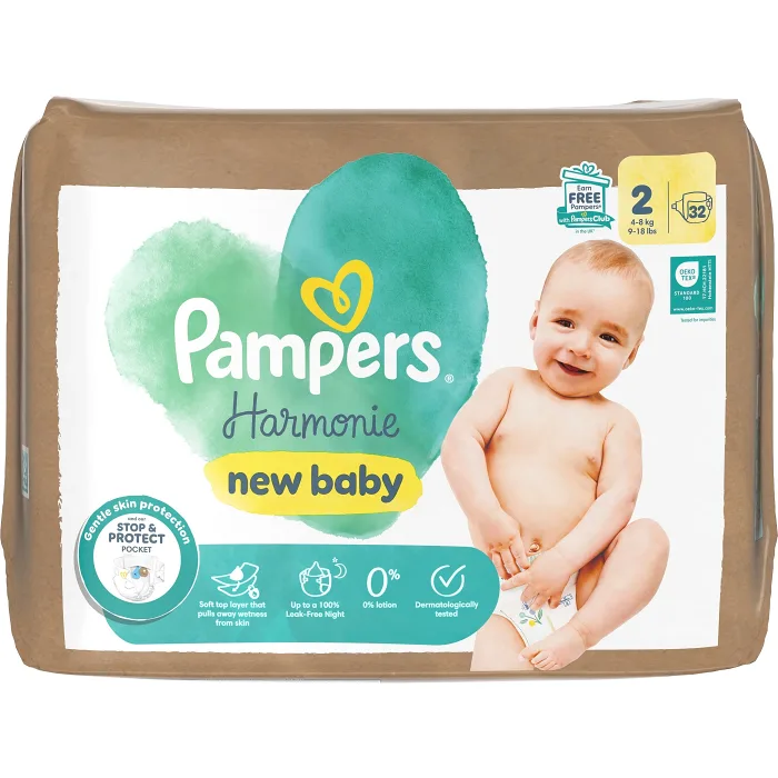 Blöjor Harmonie Strl 2 4-8kg 32-p Pampers