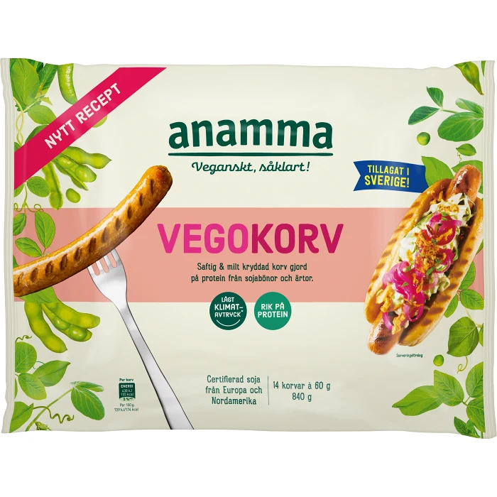 Vegokorv Glutenfri Fryst 840g Anamma