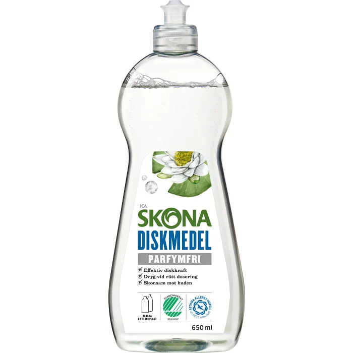 Handdiskmedel Parfymfri 650ml Miljömärkt ICA Skona