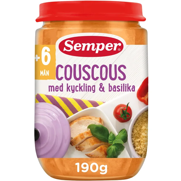Couscous med kyckling & basilika Från 6m 190g Semper