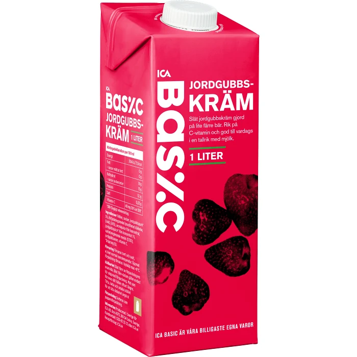 Jordgubbskräm 1L ICA Basic