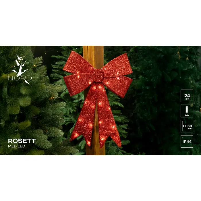 Rosett LED röd Nordic Season