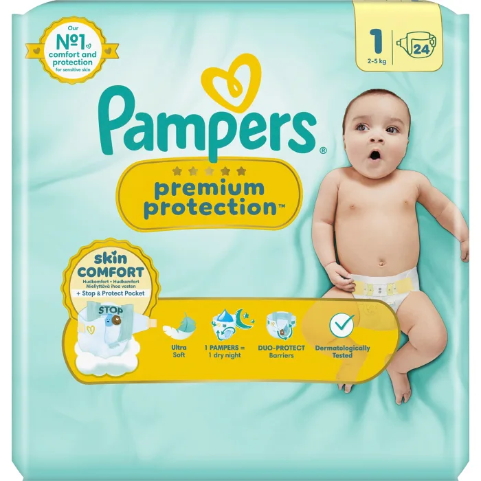 Blöjor New Baby Strl 1 2-5kg SIP 24p Pampers