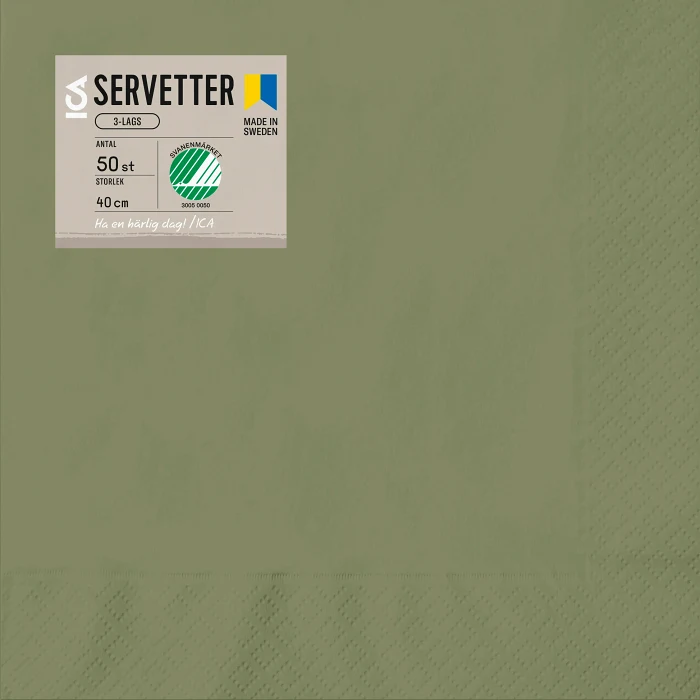 Servett 50p 40cm grön ICA