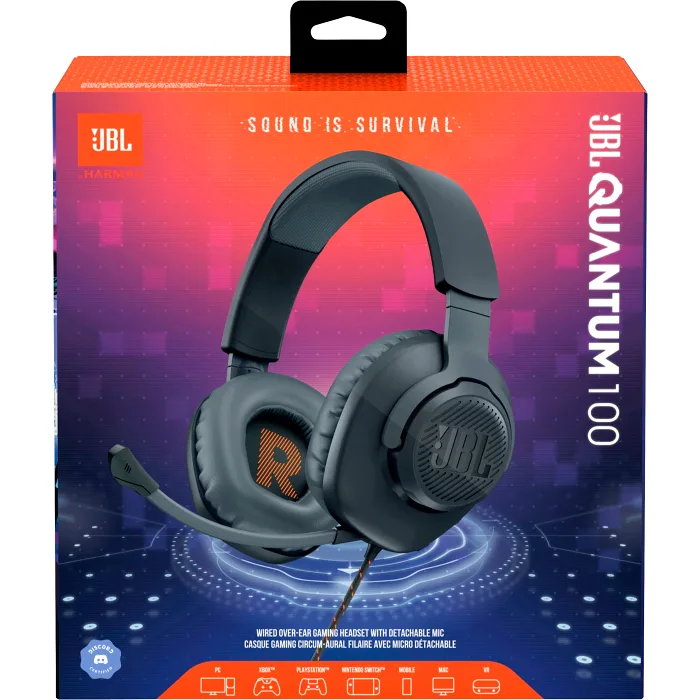 Gaminghörlur Quantum 100 svart JBL