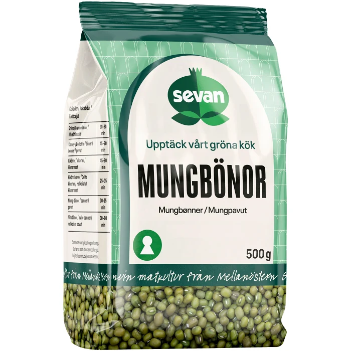 Mungbönor gröna torkade 500g Sevan