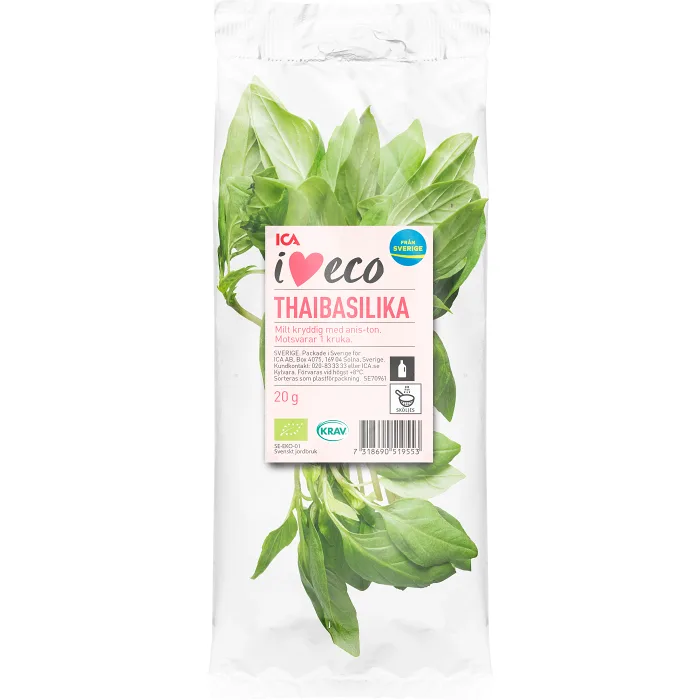 Thaibasilika flowpack 20g Ekologisk Klass 1 ICA I love eco