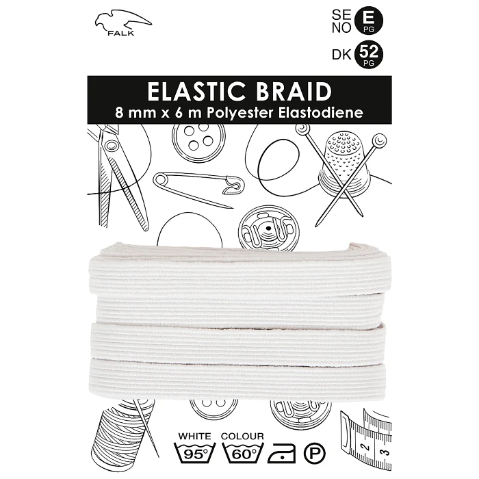 Resårband Vit 6mx8mm Falk