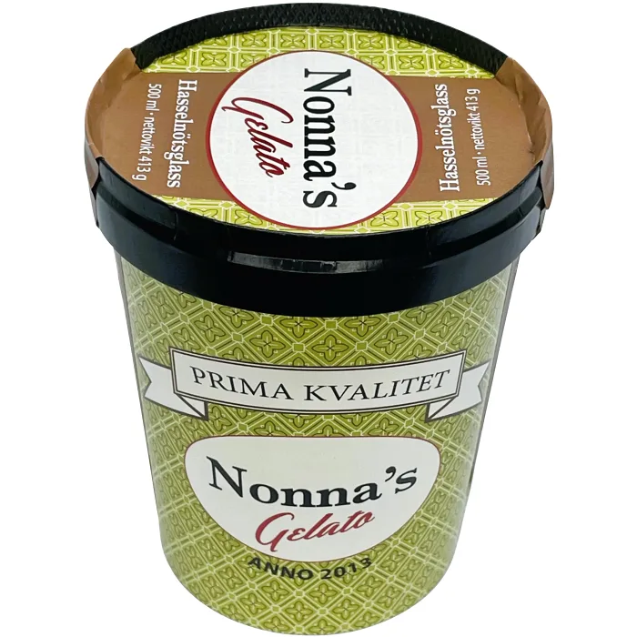 Hasselnötsglass 500ml Nonnas Gelato
