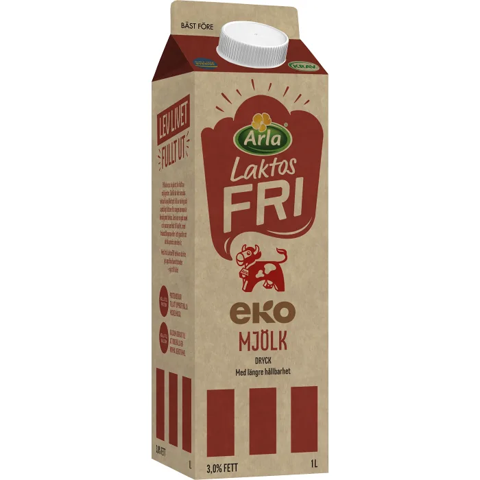 Mjölkdryck Ekologisk Laktosfri 3% 1l Arla Ko®