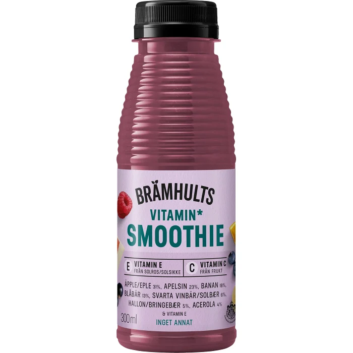 Smoothie Blåbär Hallon Svarta vinbär 300ml Brämhults