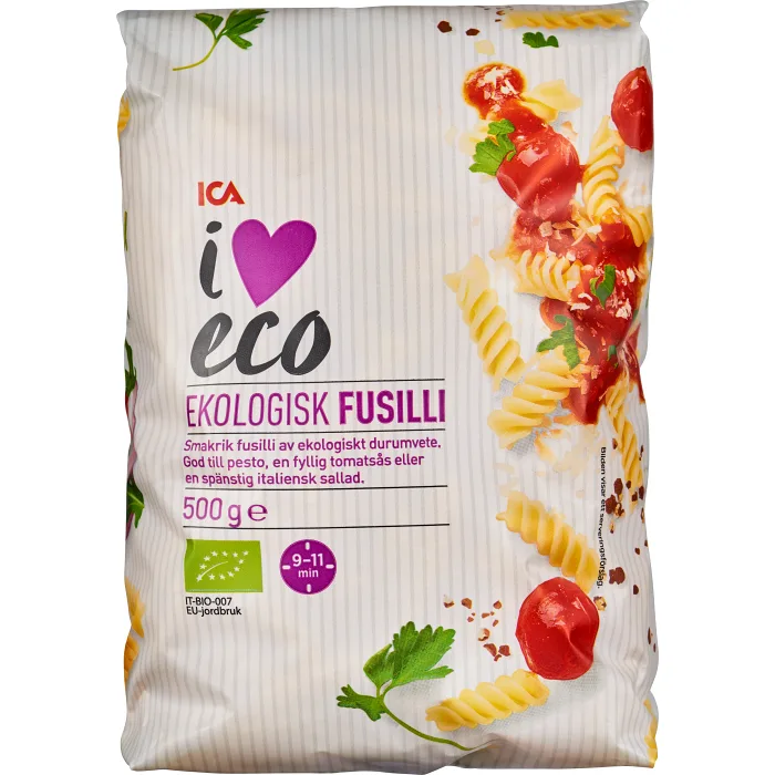 Pasta Fusilli Ekologisk 500g ICA I love eco