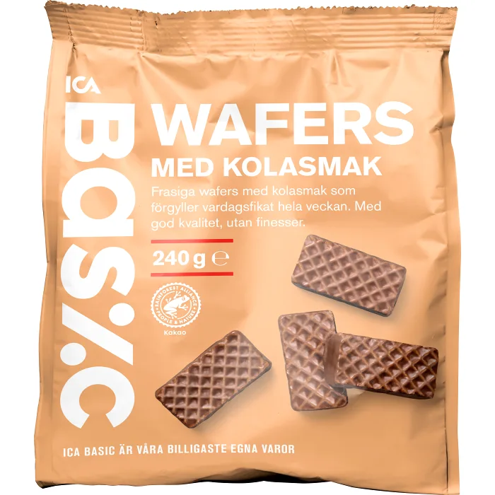 Wafers med kolasmak 240g ICA Basic