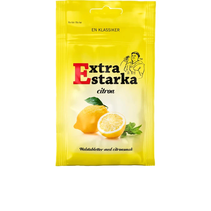 Halstabletter Extra starka Citron 80g Karamellpojkarna