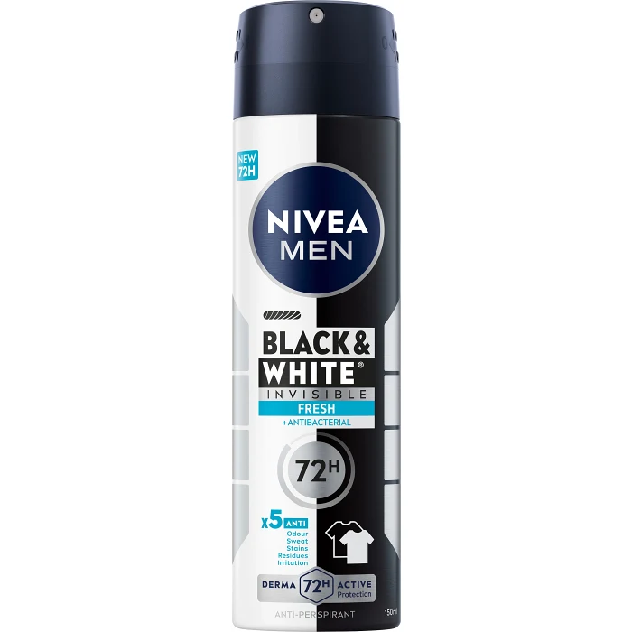 Deodorant 72h Black & White Fresh Anti-bacterial Spray 150ml Nivea Men