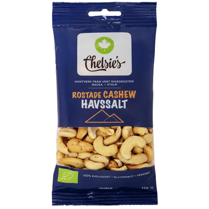 Cashewnötter Rostade Med Havssalt Ekologisk 110g Chelsie's