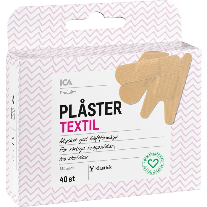 Plåster Textil 40-p ICA Hjärtat