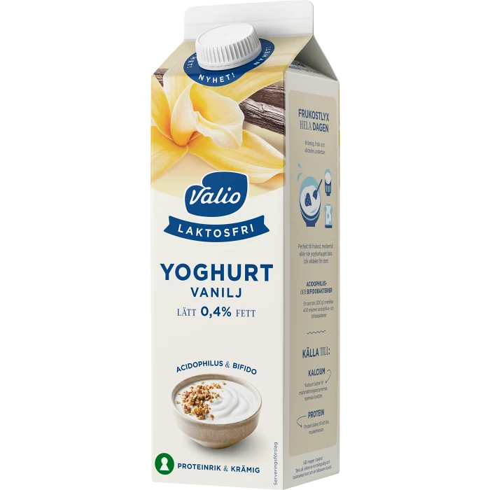 Vaniljyoghurt Laktosfri 0,4% 1000g Valio