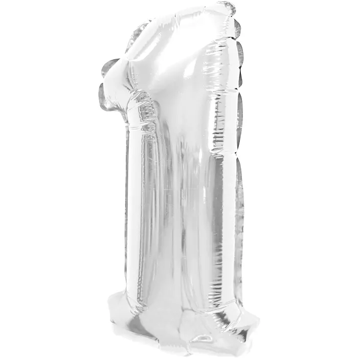Folieballong Nr 1 Silver 35cm Happy Party