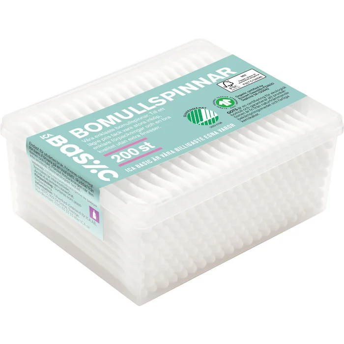 Bomullspinnar 200-p ICA Basic