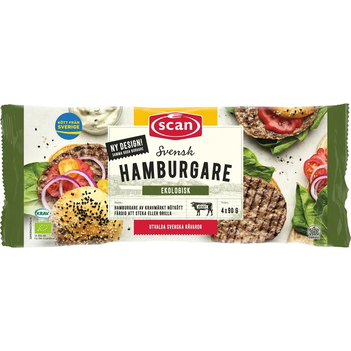 Hamburgare Fryst 4x90g 360g KRAV Scan